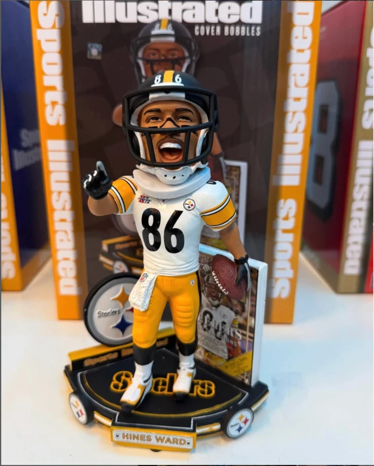 Hines Ward Pittsburgh Steelers XL Campeones del Mundo Deportes Ilustrados Bobblehead! Foto 4 de 4