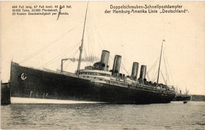 PC SHIPS STEAMER DEUTSCHLAND HAMBURG-AMERIKA LINIE VINTAGE POSTCARD (b62662)