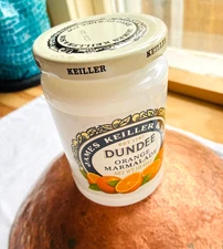Vintage James Keiller & Son ORANGE MARMALADE JAR Dundee England White Crock