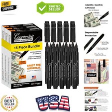 15 Pack Counterfeit Bill Detector Marker Pen, Made in The , 3 Times More Ink,...
