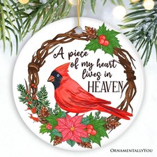 A Piece of My Heart Lives in Heaven Ornament, Cardinal Memorial Gift