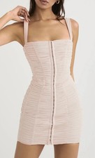 House of CB Small 'Cate' Crystal Ruched Mesh Mini Light Pink