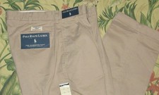 Vtg 90s Polo RALPH LAUREN Khaki Pleated Hammond Chino Pants 36 x 32 NWT
