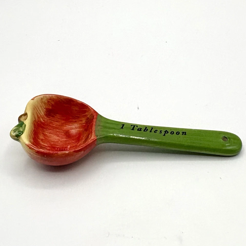 Cucharas Medidoras de Cerámica Kitschy Country Forma de Manzanas Verde Rojo Amarillo Foto 3 de 4