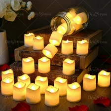 12 24PCS Flickering Flameless LED Tea Lights Votive Candle Lamp Battery Operated
