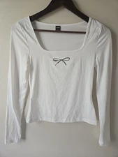 Shein White Longsleeve Pullover Top Blouse