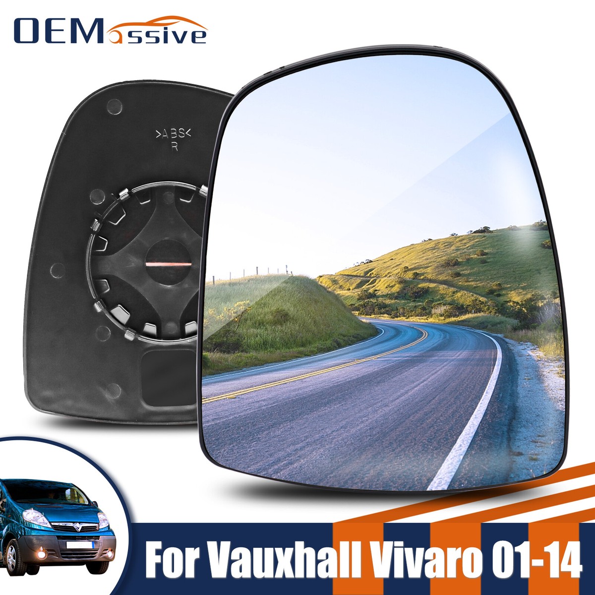 TWMC Right Side Blind Spot Wing Mirror Glass For Vauxhall Vivaro 2001-2014 (HP350)