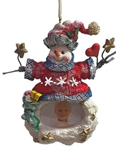 MIKASA Ceramic Snowman Photo Frame Ornament Christmas Holiday