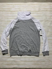 Univibe Mens Sweatshirt Funnel Neck Gray White M Medium Long Sleeve Raglan