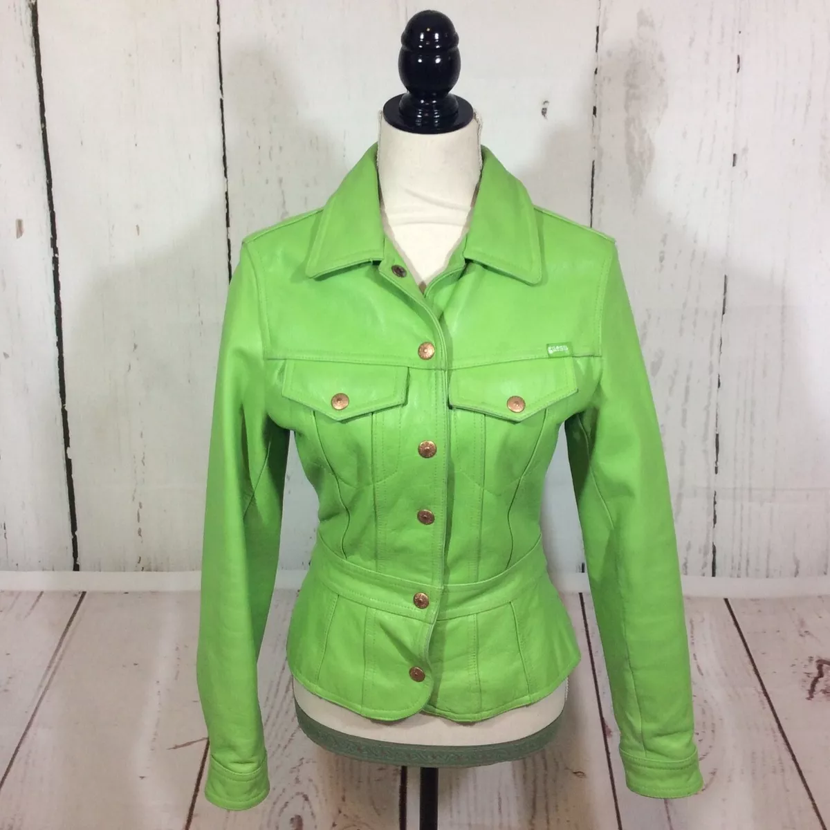 Guess green top leather jacket