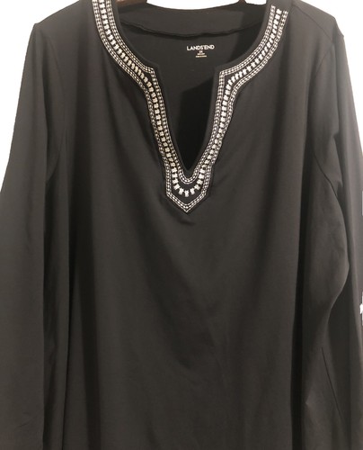 Lands End Long Sleeve Black Nylon Shirt Top Size 2X EUC! - Picture 2 of 4