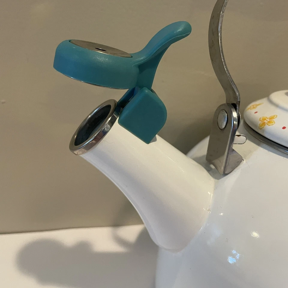 The Pioneer Woman Blooming Bouquet свистящий чайник стальной чайник белый б/у в отличном состоянии - Изображение 3 из 4