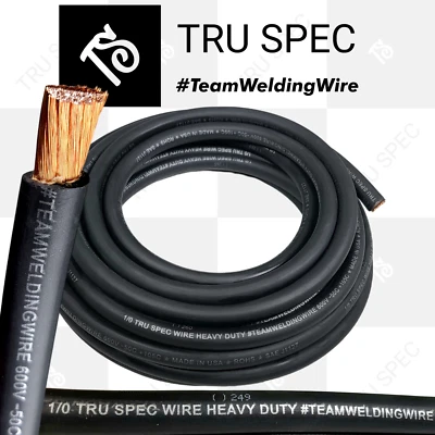 TRU SPEC AUDIO 50 Feet 1/0 AWG Tru Spec TeamWeldingWire Copper Welding Battery cable Wire BLACK