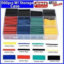 560Pcs HEAT SHRINK Tubing Insulation Shrinkable Tube 2:1 Wire Cable Sleeve W BOX