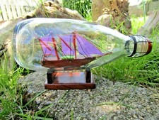 Fair Trade Hand Made Glass Ship In A Bottle Beach Sea Nautical Ornament Statue