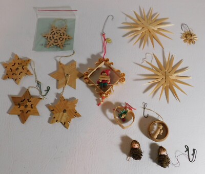 Kurt Adler Ornament plus Wooden Snowflakes, Stars and more - Lot of 13 - Read