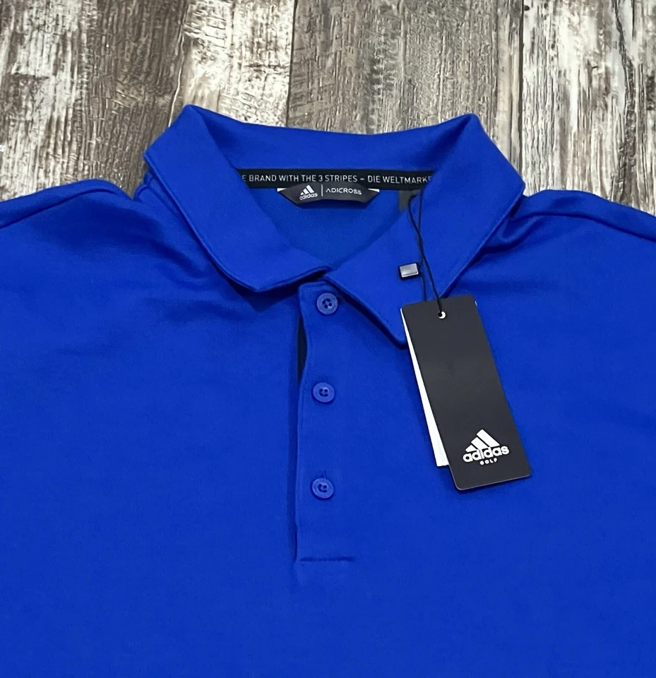 Camisa Polo de Golf Adidas Adicross Para Hombre Mediana Azul Real Estampado Geométrico SS NUEVA Foto 3 de 4