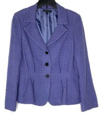 LAFAYETTE 148 New York Lavender Boucle Tweed Pleated 3-Button Blazer Jacket 10