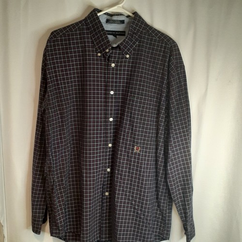 Tommy Hilfiger Casual Purple Red White Striped Long Sleeve Button Down Size XL