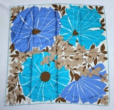 Vintage VERA NEUMANN Blue/Multi Square Silk Scarf 27 X 27 In EXC