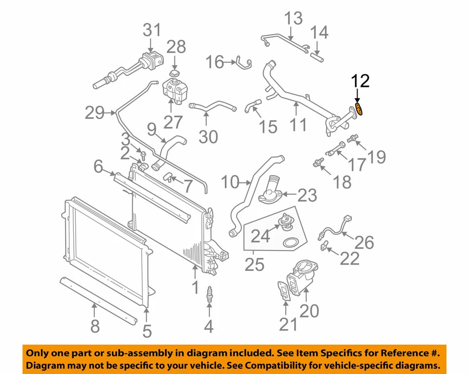 Junta de tubo de refrigeración radiador original Volvo 98-07 V70 2,4 L-L5 1236119 Foto 4 de 4