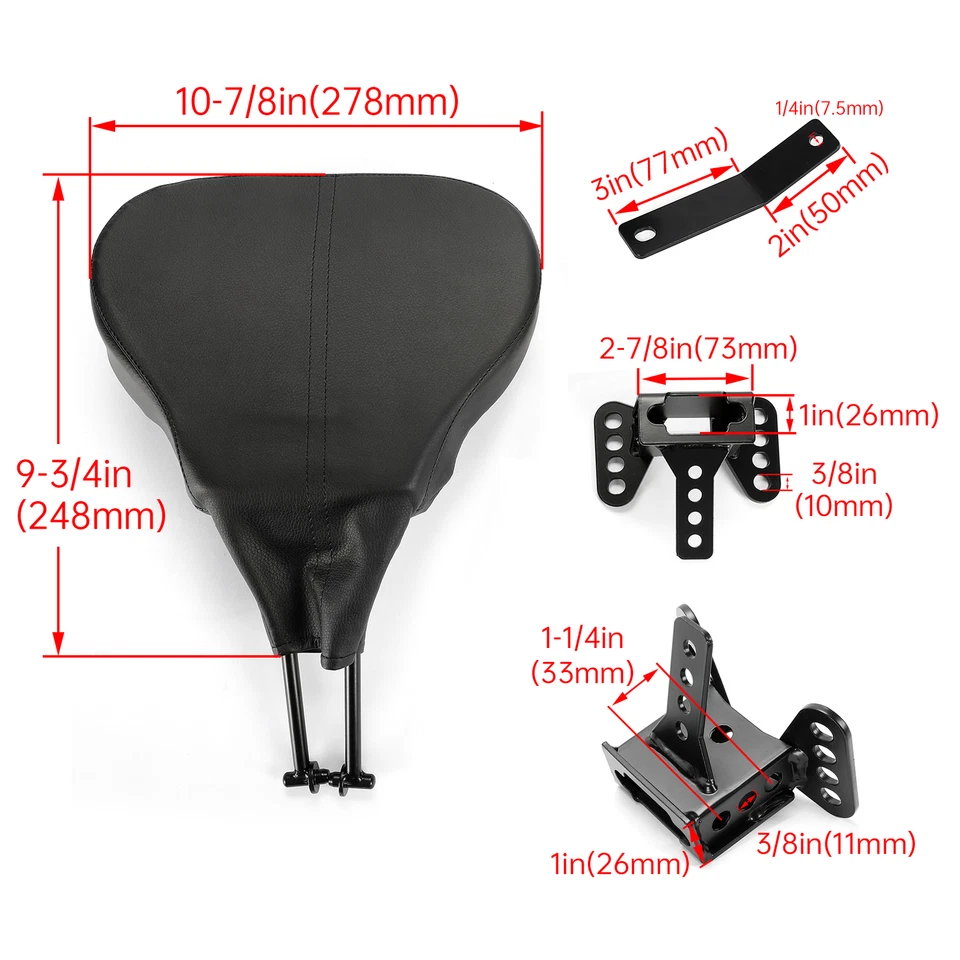 Almohadilla de respaldo negra enchufable para Harley Touring Street Road Glide 1988-2023 Foto 2 de 4