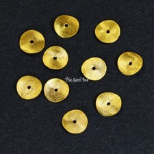 6mm 18k Solid Yellow Gold Handmade Wavy Disc Spacer Findings Beads QTY 10