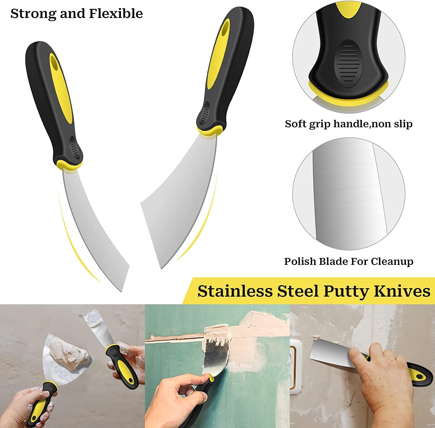 Drywall Knife Set 7Piece Hand Tool Kit Special Design, Wide