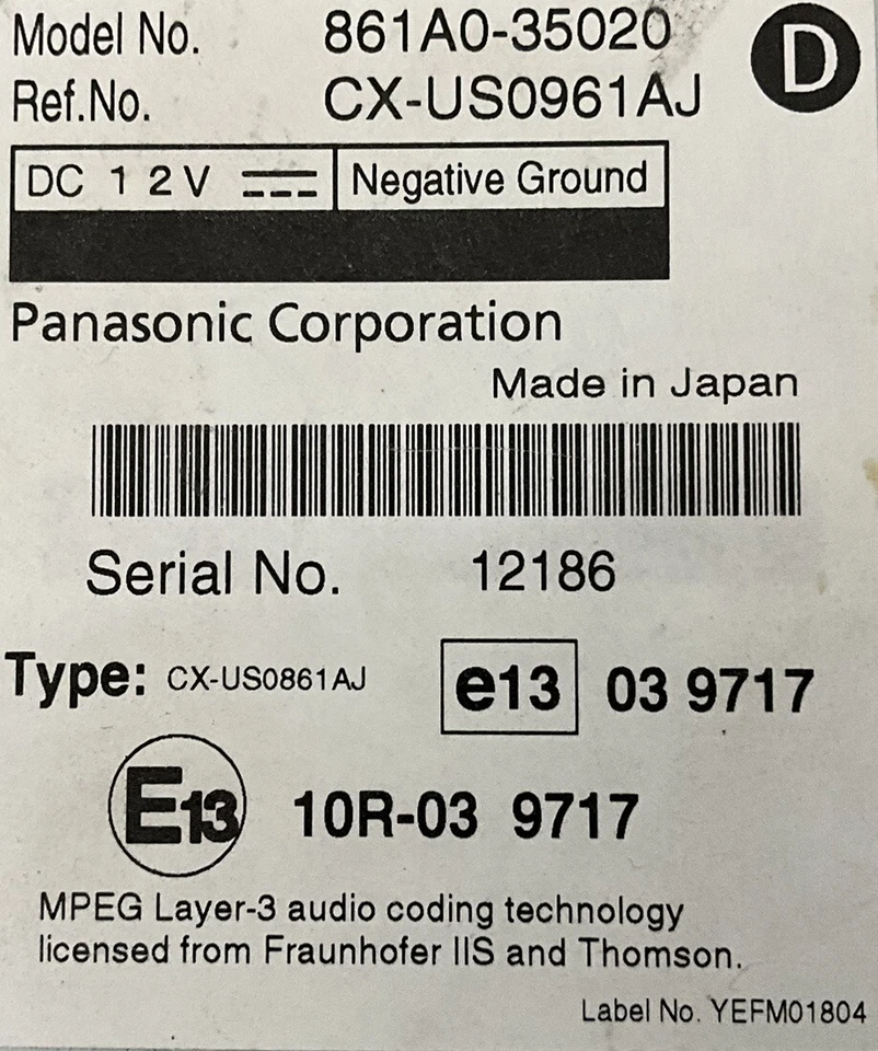 Toyota 4runner 2011 interfaz multimedia control por computadora # 861A035020 # A2-2 Foto 2 de 4