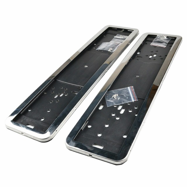 2x Chrome 100 Stainless Steel EU UK License Number Plate Holder Frame