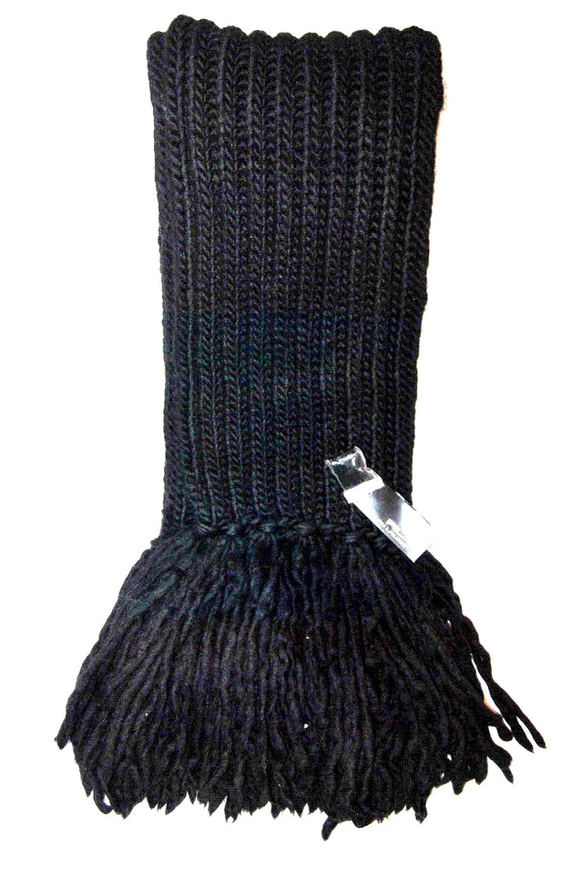 ENORME RLX Ralph Lauren Etiqueta Negra Gruesa Tejido Borla Negro Bufanda de Lana SIN USAR Foto 2 de 4