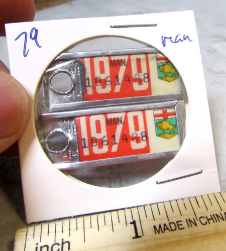 1979 pair 1061488 Manitoba Canada Mini License Plate tag key chain War Amps amp - 第 1/2 張圖片