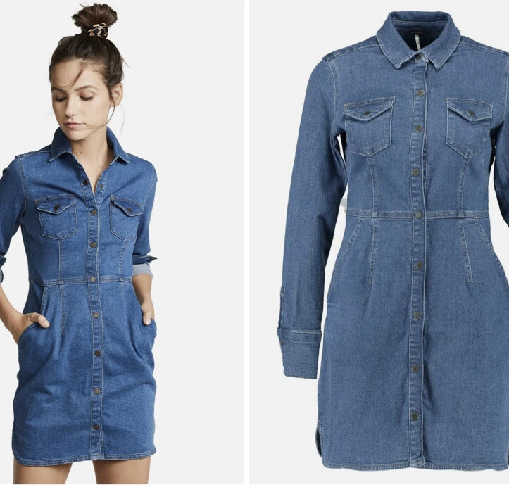 Free People Dynomite Denim Snap Front Mini Dress Size L | eBay
