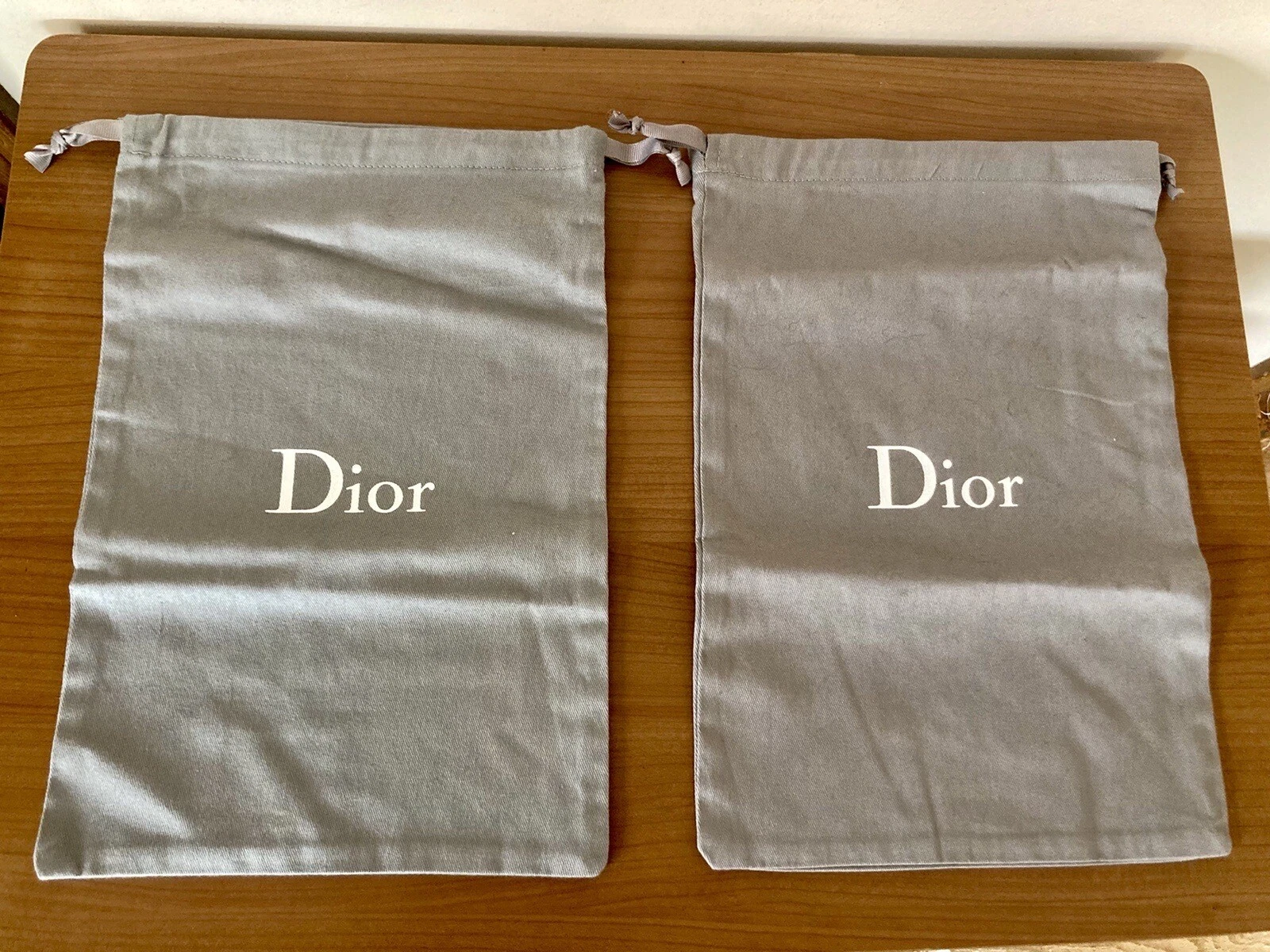 DIOR Sacs à poussière Voyage Rangement Chaussures Cordon 12,5 x 8,5 PAIRE Gris