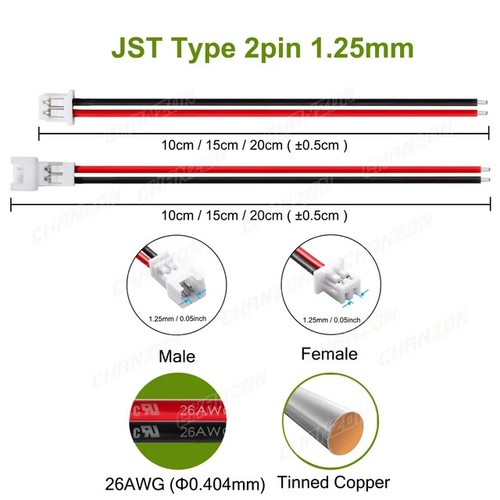 JST 1.25mm XH 2.54 PH 2.0 SM 2.5 SYP 2.5 2 Pin Male & Female Micro Connector Set - Picture 19 of 22