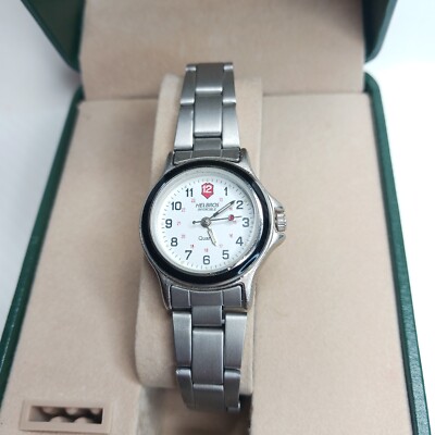 Helbros Watch Womens 27mm Face Quartz Silver Band NEEDS BATTERY Vintage