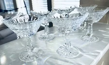 WATERFORD Rosslare Pattern Set of 6 Champagne Tall Sherbet Glasses 4 3/4"