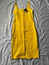 Forever 21 Yellow Bodycon Sculpted Midi Dress Size Large NWT Summer Vacation