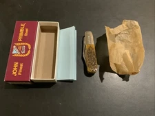 John Primble Belknap USA 2 Blade Barlow Pocket Knife Green Jigged Bone New Box