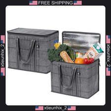 Insulated Grocery Bag 15.7x12.6x8.7in Hard Bottom Reusable Cooler