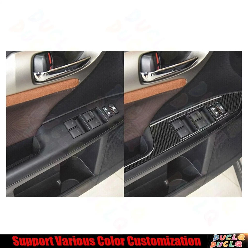 Cubierta de panel de botón de interruptor de elevación de ventana de fibra de carbono 4 piezas para Lexus CT200h 11-17 Foto 3 de 4