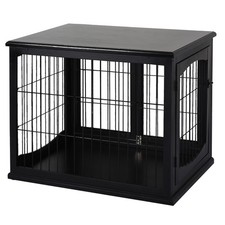 Dog Crate Side Table with Doors, Window, Puppy Cage for Small Dog Refurbished