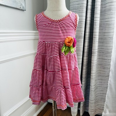 Dylan & Grace Pink Striped Dress with Floral Detail Size 3T