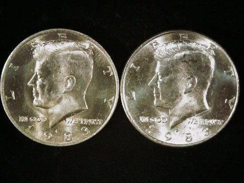 1983-P and D Kennedy Half Dollars (2 coins) AU++. Free Shipping!