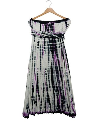 Kenar Sommerkleid Damen schulterfrei Viskose Allover-Druck Lila Schwarz Gr. 42