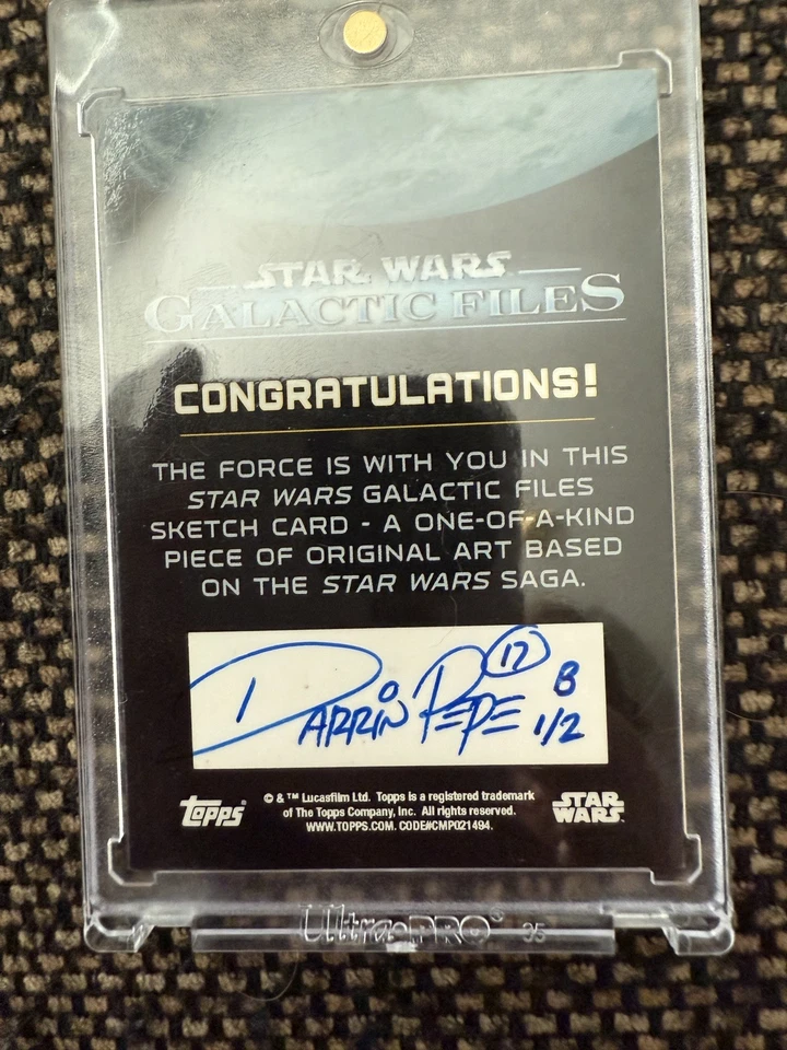 Topps Chrome Star Wars Luke Skywalker Sketch by Darrin Pepe 1/1 - puzzle 1/2 - Image 2 of 2