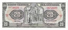 Ecuador 20 Sucres, 1988 P-121A Serie LR  Unc