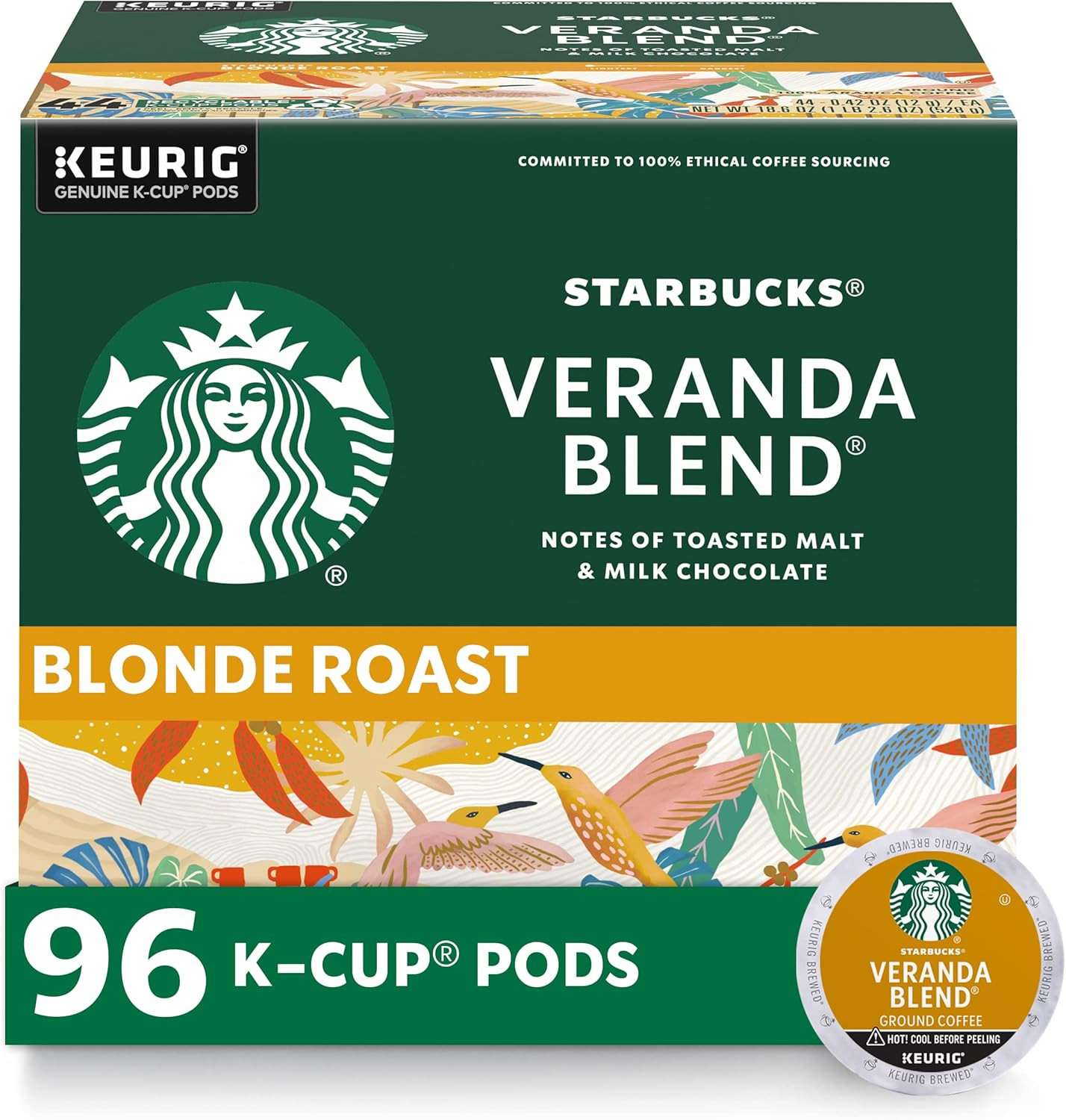 Starbucks K-Cup Coffee Pods, Starbucks Blonde Roast Hot or Iced Coffee, Veranda