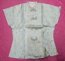 Vintage Light Green Cheongsam Top or Qipao Blouse w Pagodas Size M