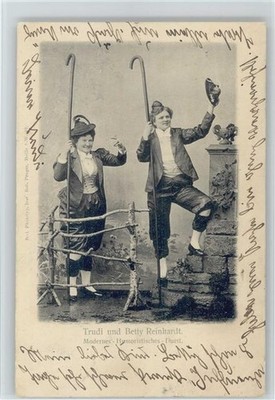 12015075 - Trudi and Betty Reinhardt Humorous Duet 1902 Postcard Circus